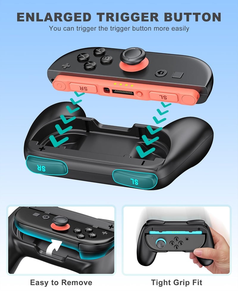 Larstylee 17 in 1 Switch 2 Accessories Bundle - Carrying Case, Screen Protectors, Charging Dock, Steering Wheel, Game Case, Stylus, Headphone, Stand, Protective Case for Joy Cons, Cable SKin - Image 2